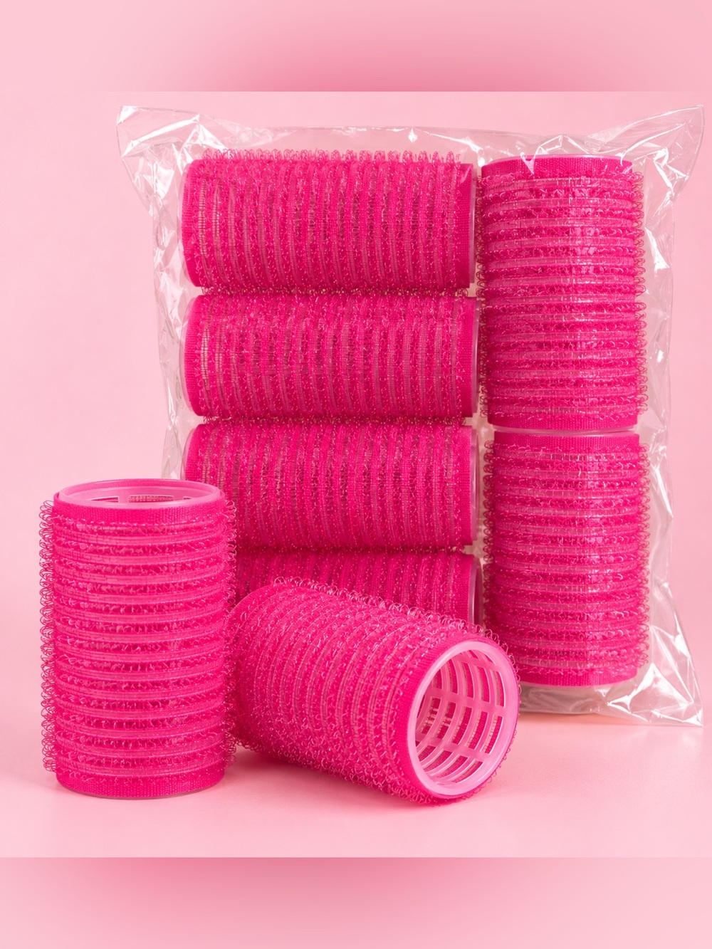 Mini Hair Rollers in Pink - Set of 6